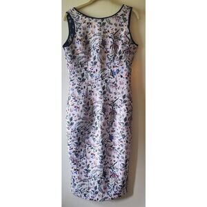 Eva Mendes Size S New York & Co Dress Floral Jacquard Cocktail Pencil Sheath